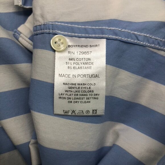 Rochelle Behrens The Shirt Boyfriend Shirt Size M Blue White Stripe - Picture 5 of 5